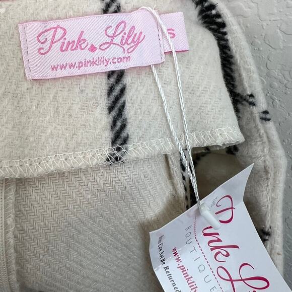 NWT Pink Lily Serene Happiness Windowpane Plaid Checked Mini Skirt Size Small - Picture 7 of 7